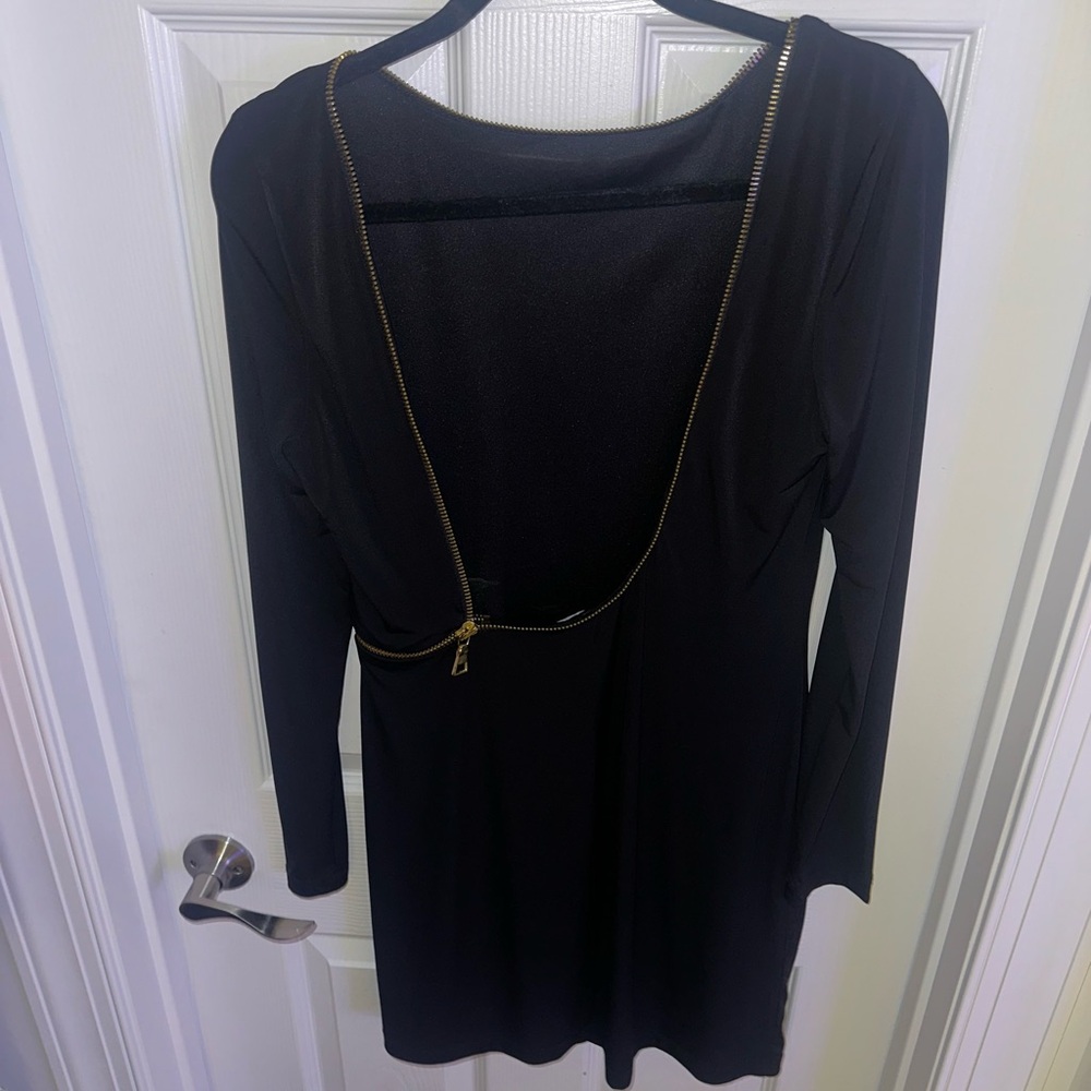 Allen B Black Long sleeve backless dress size medium